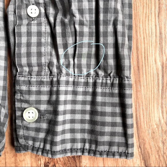 GAP Plaid Poplin Shirt Gray Small Long Sleeve Mens - Picture 10 of 14